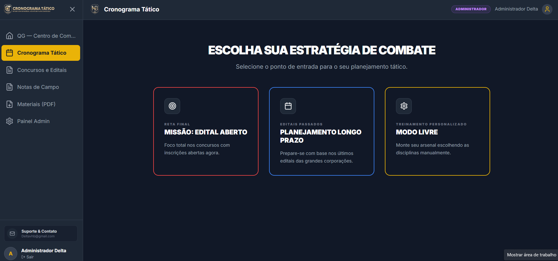 Escolha do plano